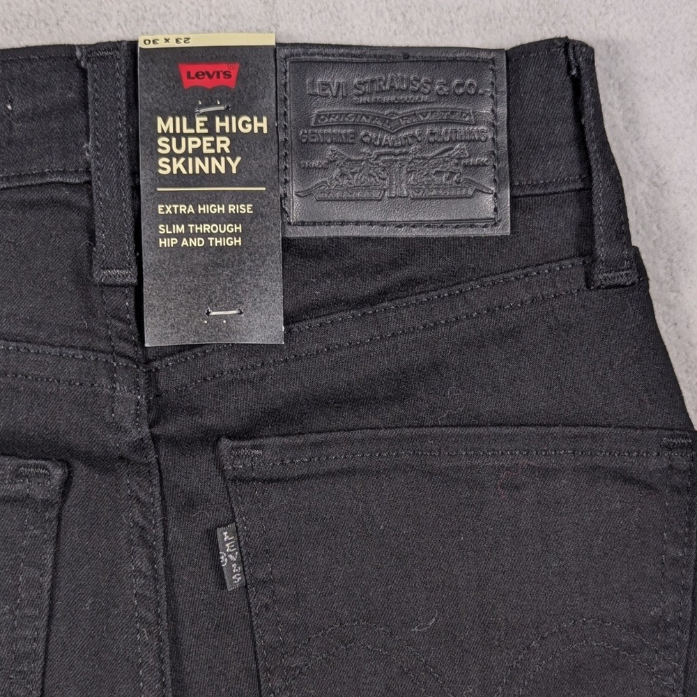 NEW Levis Premium Mile High Super Skinny Jeans Black Extra High Rise 23x30